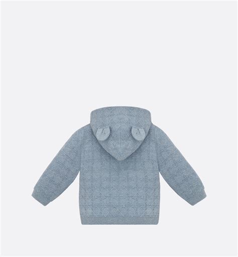 Baby Hooded Cardigan Pale Blue Cannage Cotton and 